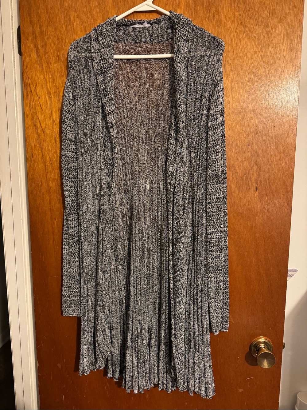 Gray Open-Front Ribbed Sweater Cardigan